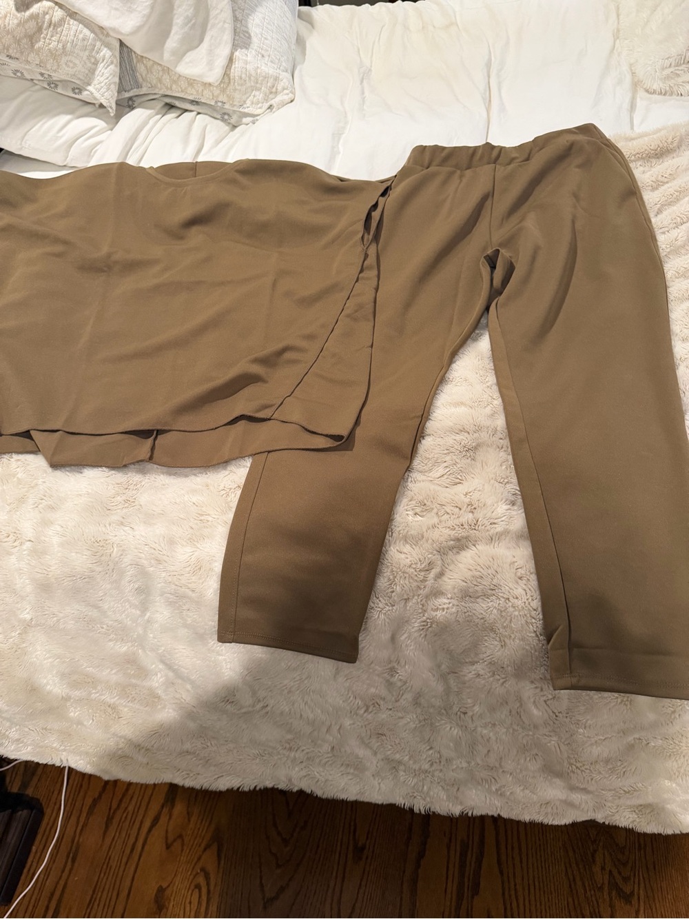 Zara Olive Brown Ponte Pull-On Track Pants And Shirt Set